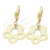 Oro Laminado Dangle Earring, Gold Filled Style Flower Design, Golden Finish, 5.091.010