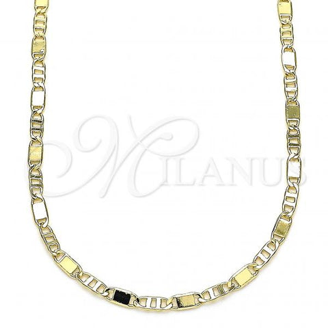 Oro Laminado Basic Necklace, Gold Filled Style Pave Mariner Design, Polished, Golden Finish, 04.213.0215.18