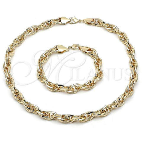 Oro Laminado Necklace and Bracelet, Gold Filled Style Polished, Golden Finish, 06.331.0003