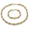 Oro Laminado Necklace and Bracelet, Gold Filled Style Chunky Design, Polished, Golden Finish, 06.331.0003