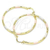 Oro Laminado Large Hoop, Gold Filled Style Diamond Cutting Finish, Tricolor, 02.213.0156.1.60