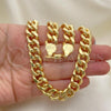 Oro Laminado Basic Necklace, Gold Filled Style Miami Cuban Design, Polished, Golden Finish, 04.63.1414.24