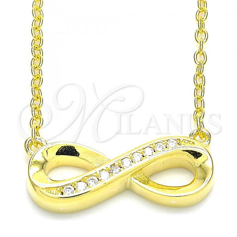 Sterling Silver Pendant Necklace, Infinite Design, with White Cubic Zirconia, Polished, Golden Finish, 04.336.0154.2.16