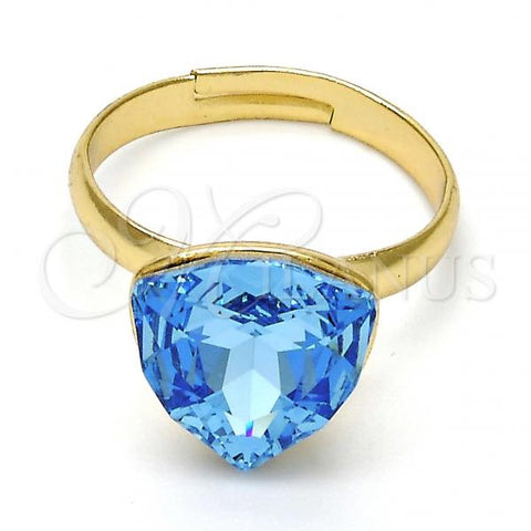 Oro Laminado Multi Stone Ring, Gold Filled Style with Aquamarine Swarovski Crystals, Polished, Golden Finish, 01.239.0005.9 (One size fits all)