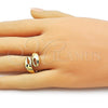 Oro Laminado Elegant Ring, Gold Filled Style Shell Design, Polished, Golden Finish, 01.341.0169