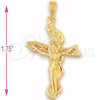 Oro Laminado Religious Pendant, Gold Filled Style Crucifix Design, Diamond Cutting Finish, Golden Finish, 5.192.035