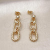 Oro Laminado Long Earring, Gold Filled Style Rolo and Twist Design, Polished, Golden Finish, 02.415.0003