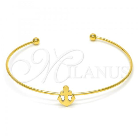 Stainless Steel Individual Bangle, Anchor Design, Polished, Golden Finish, 07.265.0014 (01 MM Thickness, One size fits all)