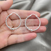 Sterling Silver Medium Hoop, Ball Design, Polished, Silver Finish, 02.399.0022.30