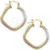 Oro Laminado Medium Hoop, Gold Filled Style Diamond Cutting Finish, Tricolor, 5.142.031