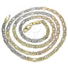 Oro Laminado Basic Necklace, Gold Filled Style Mariner Design, Diamond Cutting Finish, Tricolor, 04.319.0007.24