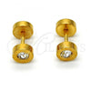 Stainless Steel Stud Earring, with White Crystal, Polished, Golden Finish, 02.271.0003