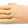 Oro Laminado Multi Stone Ring, Gold Filled Style Ball Design, with White Micro Pave, Polished, Golden Finish, 01.341.0131