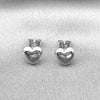 Rhodium Plated Stud Earring, Heart Design, Polished, Rhodium Finish, 02.156.0683.1