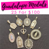 25 Medallas Guadalupe ($4.00 c/u) Estilos Mixtos Surtidos y Tamaños Mixtos Gold Layered
