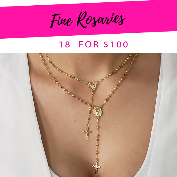 18 Rosarios Finos ($5.56) por $100 Oro Laminado