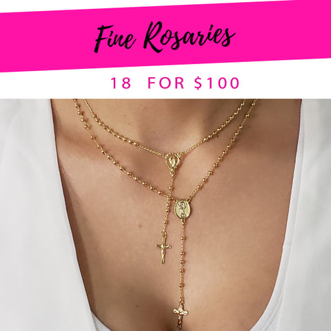 18 Rosarios Finos ($5.56) por $100 Oro Laminado