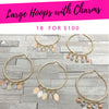 Aros grandes con dijes ($5.56 cada uno) por $100 Gold Layered