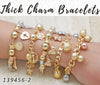 15 pulseras gruesas con dijes en capas de oro ($6.67) c/u