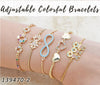 18 brazaletes coloridos ajustables en capas de oro ($5.55) c/u