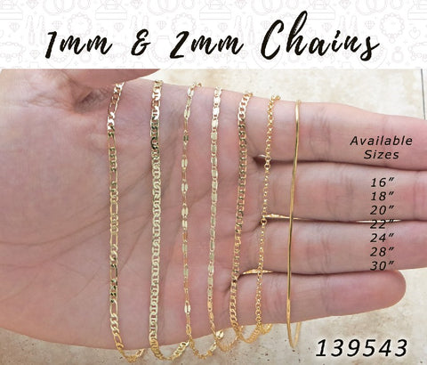 Cadenas de Oro Fino Laminado de 1mm y 2mm