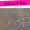 10 juegos coloridos de collar y pulsera ($10.00 cada uno) por $100 en capas de oro