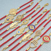 Pulseras de la suerte de hilo rojo de 18 piezas en capas de oro ($5.55) c/u