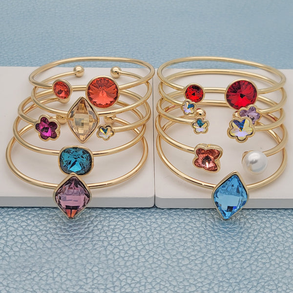 10pcs of Swarovski Crystal Bangles in Gold Layered ($10.00) ea