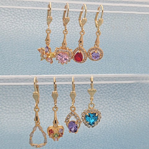 25prs de aretes surtidos largos de CZ en capas de oro ($4.00) c/u