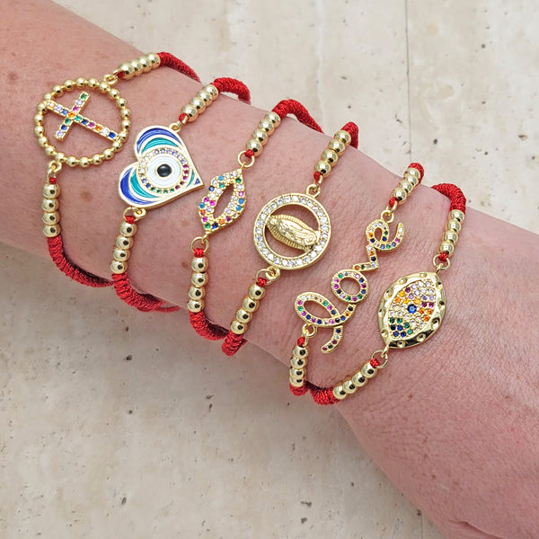 18 pulseras en capas de oro Red String Good Luck ($5.55) c/u
