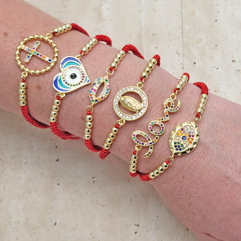 18 pulseras en capas de oro Red String Good Luck ($5.55) c/u