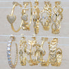 14prs de aretes de argolla CZ en capas de oro ($7.14) c/u