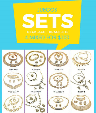 4 juegos de collar y pulsera ($25.00 c/u) Estilos mixtos variados