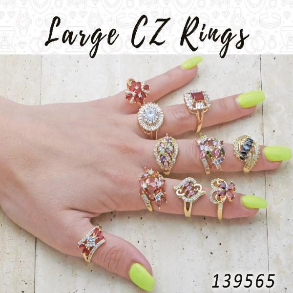 15 Large Zirconia Rings in Gold Layered ($6.67) ea