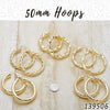 25prs de aretes de aro de 50 mm de diámetro en capas de oro ($4.00) c/u