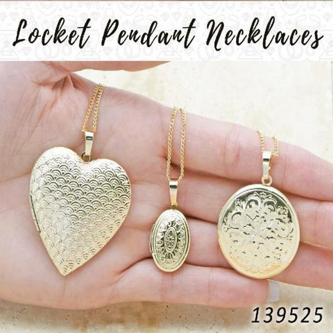 25 collares colgantes con relicario en capas de oro ($4.00) c/u