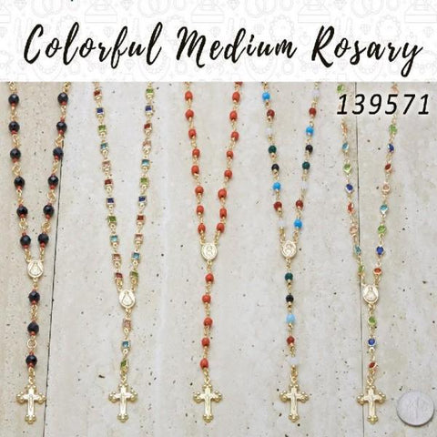 18 Colorful Medium Rosaries in Gold Layered ($5.55) ea