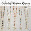 18 coloridos rosarios medianos en capas de oro ($5.55) c/u