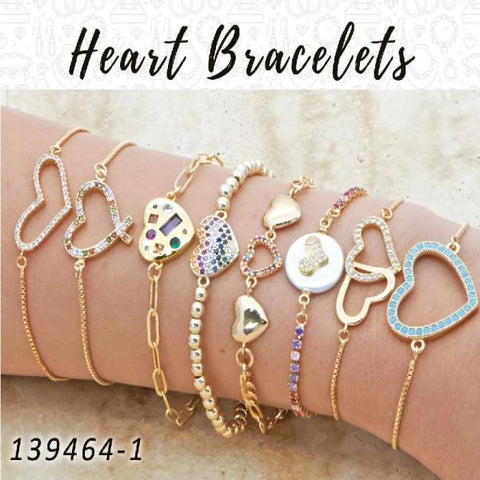 15 pulseras de corazón en capas de oro ($6.67) c/u