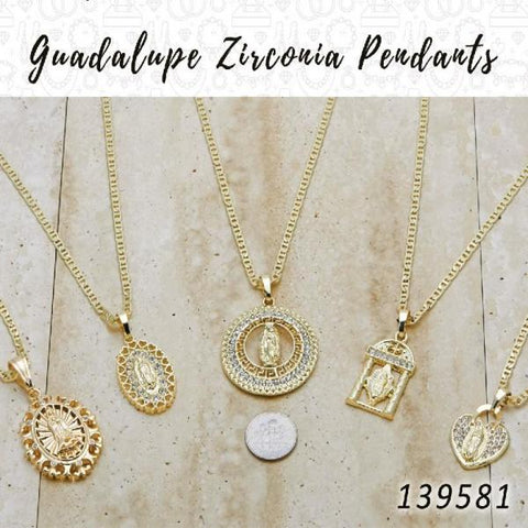 Dijes Guadalupe Zirconia en Oro Laminado