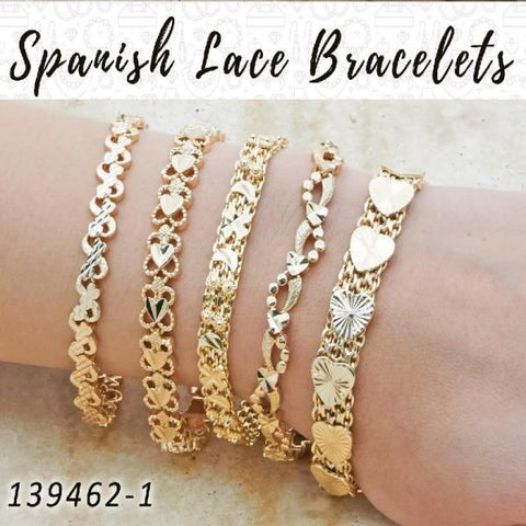 15 Brazaletes de encaje español en capas de oro ($6.67) c/u
