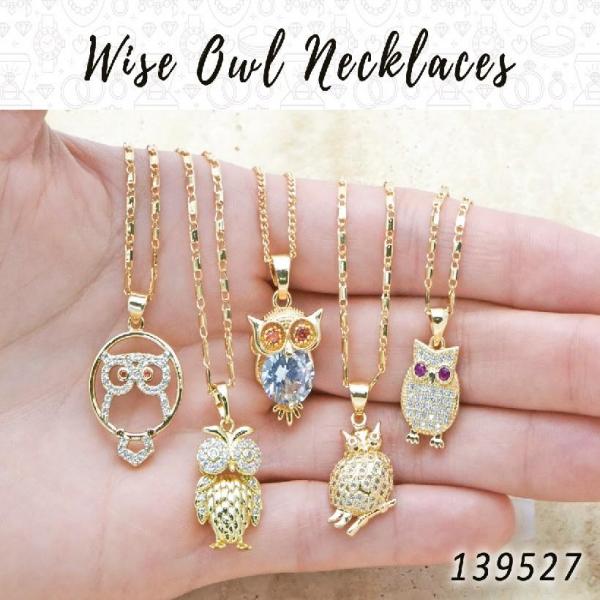 25 collares de búho sabio en capas de oro ($4.00) c/u