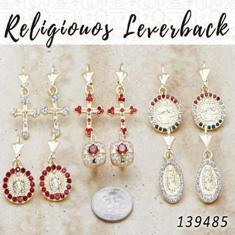 35 Religious Leverback Earrings in Gold Layered ($2.85) ea