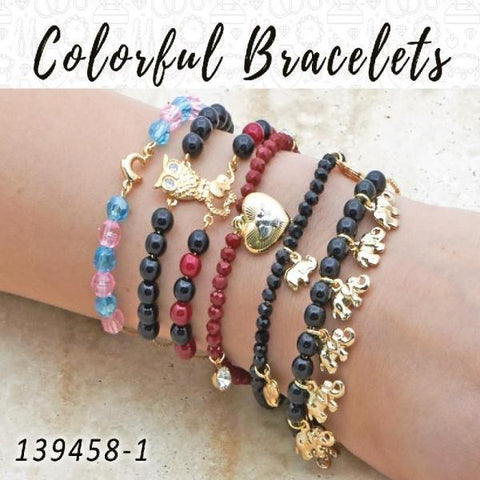 20 pulseras coloridas en capas de oro ($5.00) c/u
