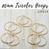 18prs of 80mm Diameter Tricolor Hoop Earrings in Gold Layered ($5.55) ea