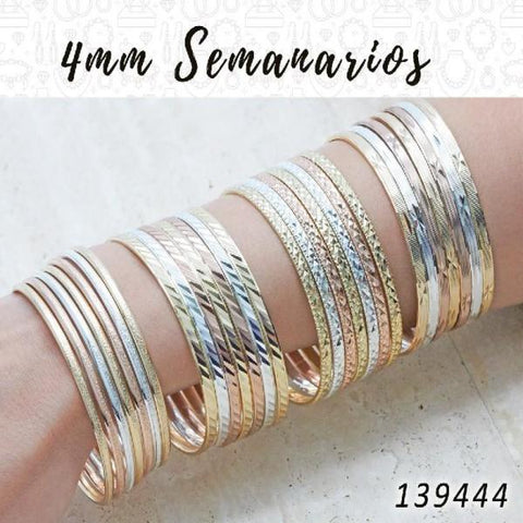 20 juegos de Semanarios de 4mm en Gold Layered ($5.00) c/u