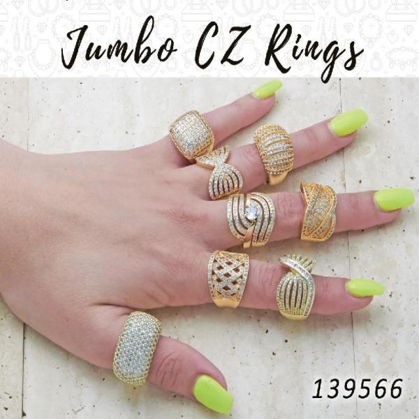10 Jumbo Zirconia Rings in Gold Layered ($10.00) ea