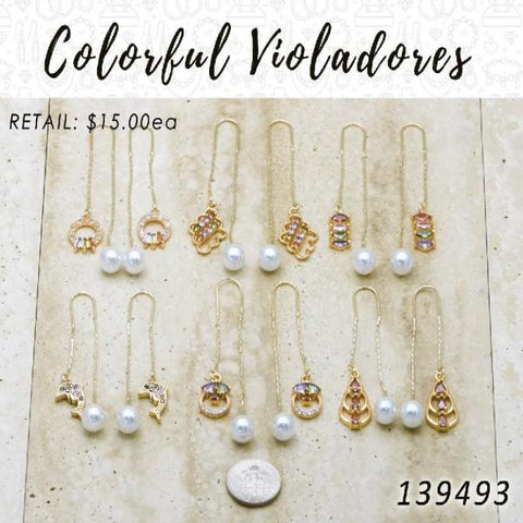 35 coloridos aretes Violador Threader en capas de oro ($2.85) c/u
