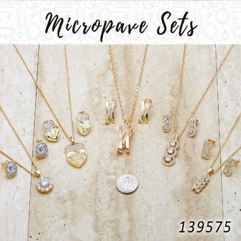15 juegos de aretes, colgantes y collares de micropave en capas de oro ($6.67) c/u