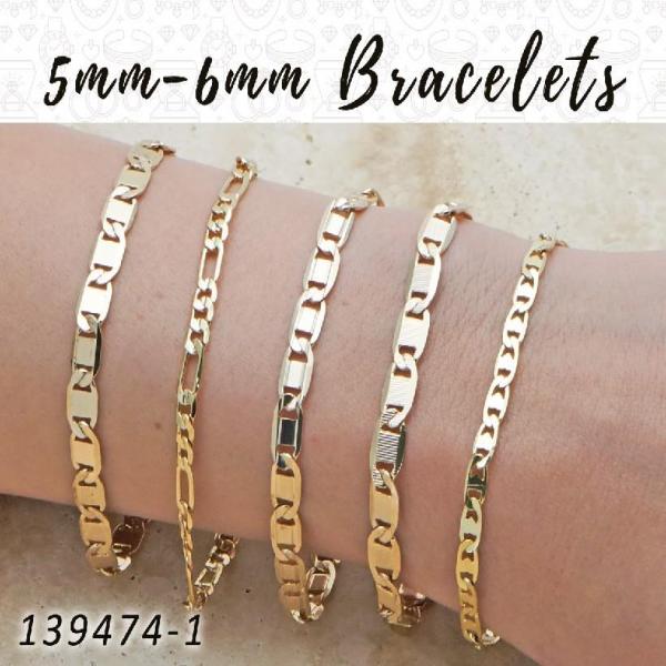 20 piezas de pulseras básicas de 5 mm y 6 mm en capas de oro ($5,00) c/u